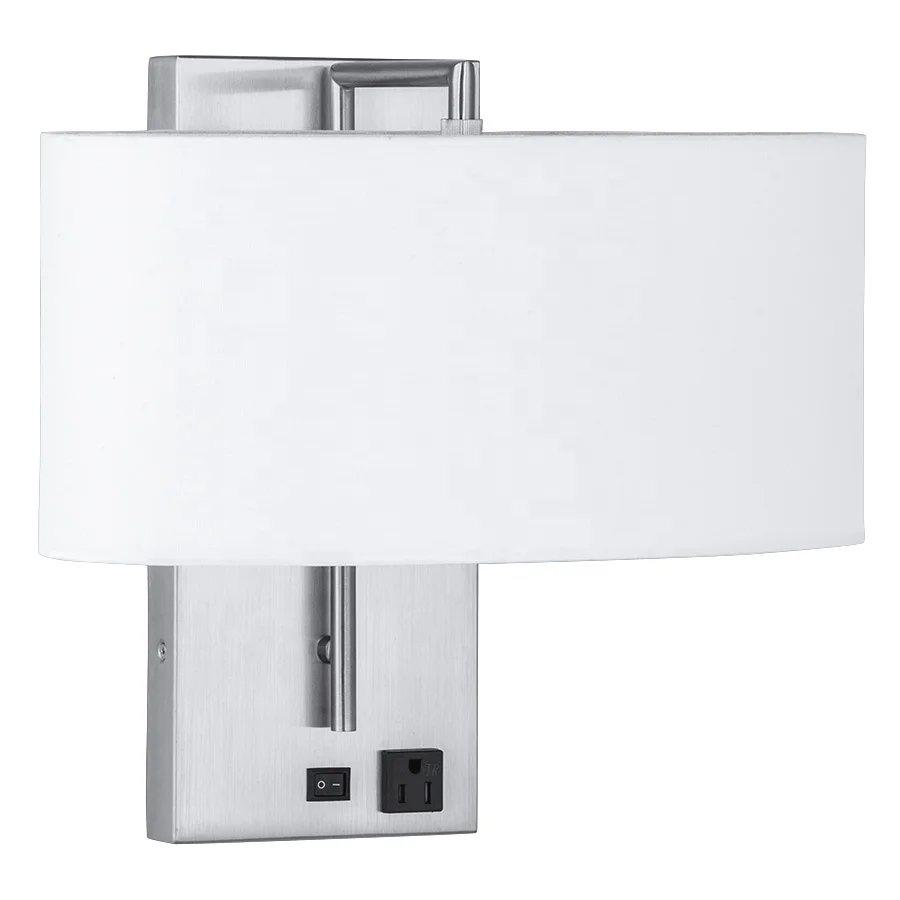 
UL CUL Listed Hotel Oval Linen Wall Light Fixture With Outlet Switch W20464 