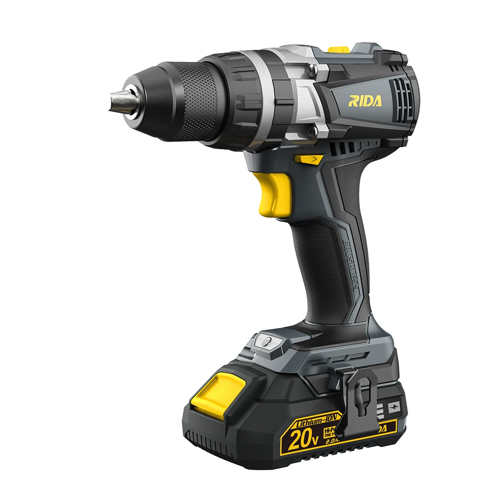 LCD777-9SC RIDA 20V power tool 13mm metal chuck multifunctional brushless motor cordless impact drill with battery and charger