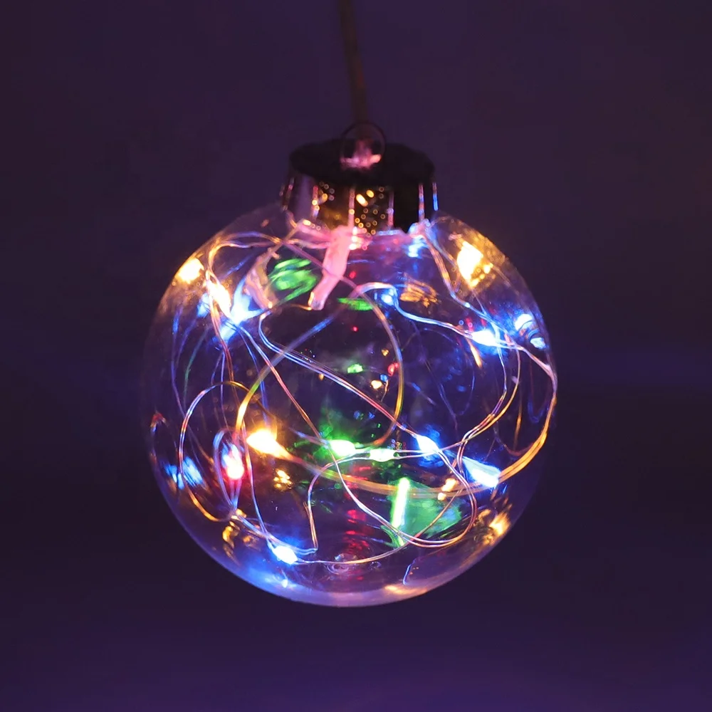 6cm 7cm 8cm 10cm 13cm plastic christmas clear ball with led
