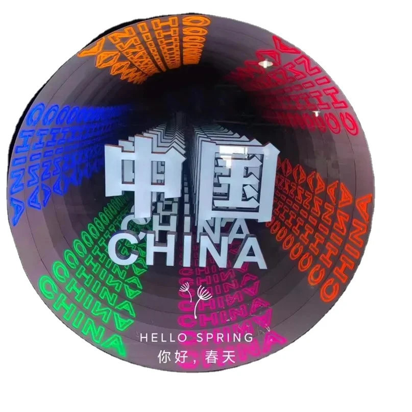 Neon Lights Thousand Layer Mirror Luminous World Signboard Light Box Background Wall Advertising Magic Light Box