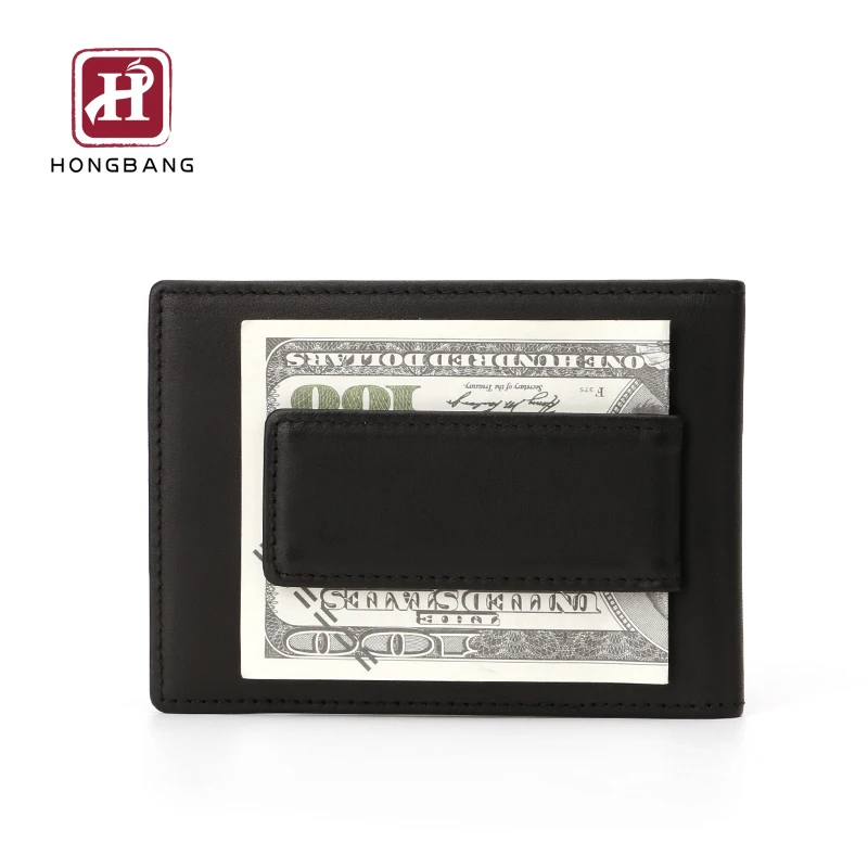synthetic Leather Slim money clip rfid blocking Handmade magnet wallet men money clip wallets