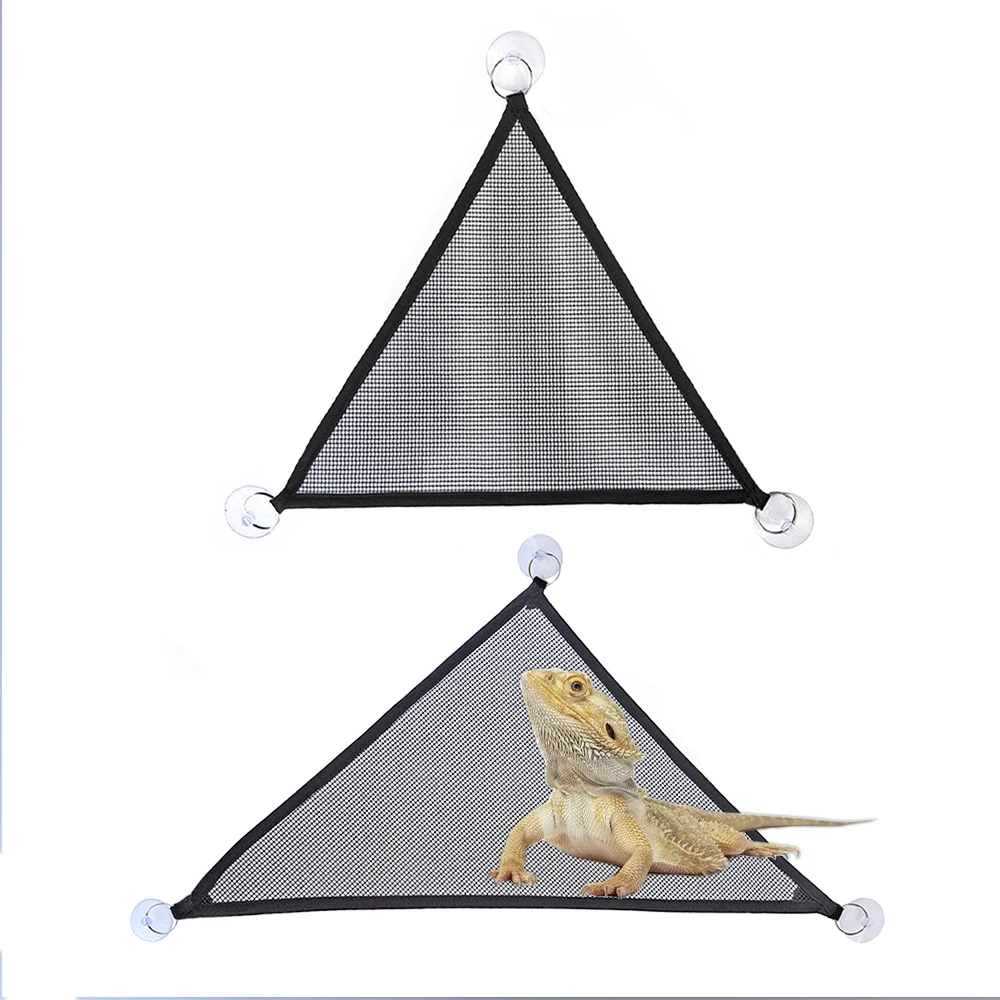Bearded Dragon Hammock Lizard Hanging Bed Triangle Black Plastic Breathable Mesh Reptile Hammock for Small Pet