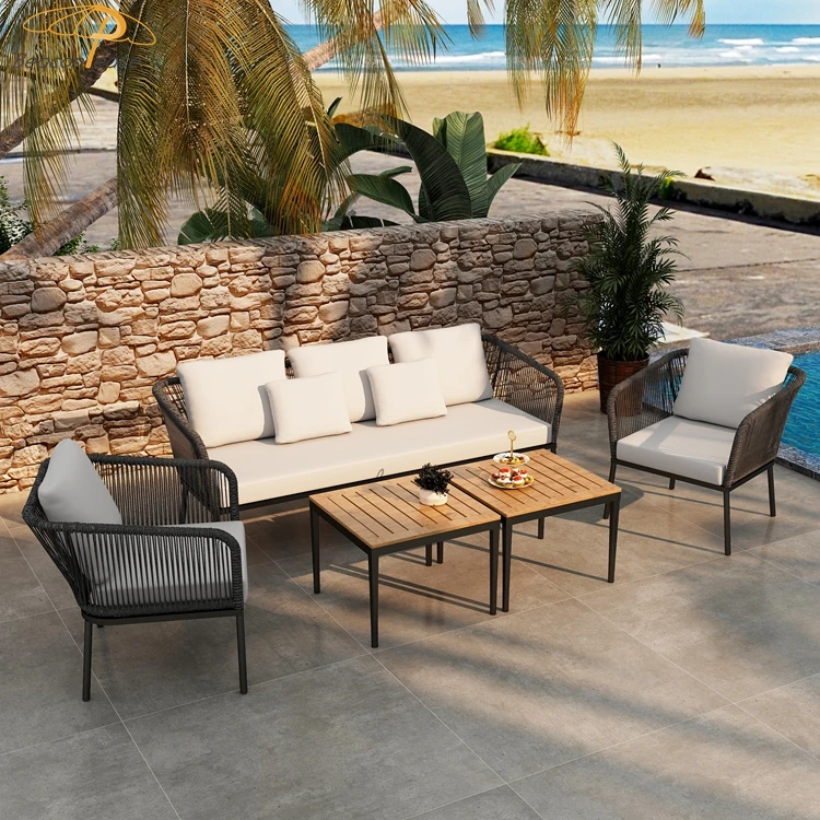 Luxury sofa set garden furniture villa apartment projects customized out door water proof terrazza sofa