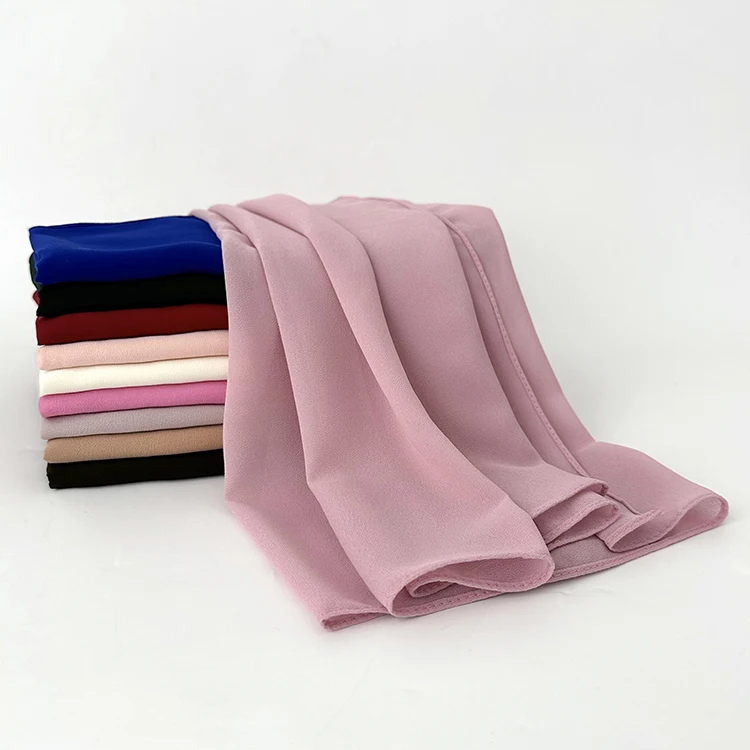 RTS factory wholesale four seasons versatile 50 colors in stock classic muslim chiffon solid color Islam Family Gatherings hijab