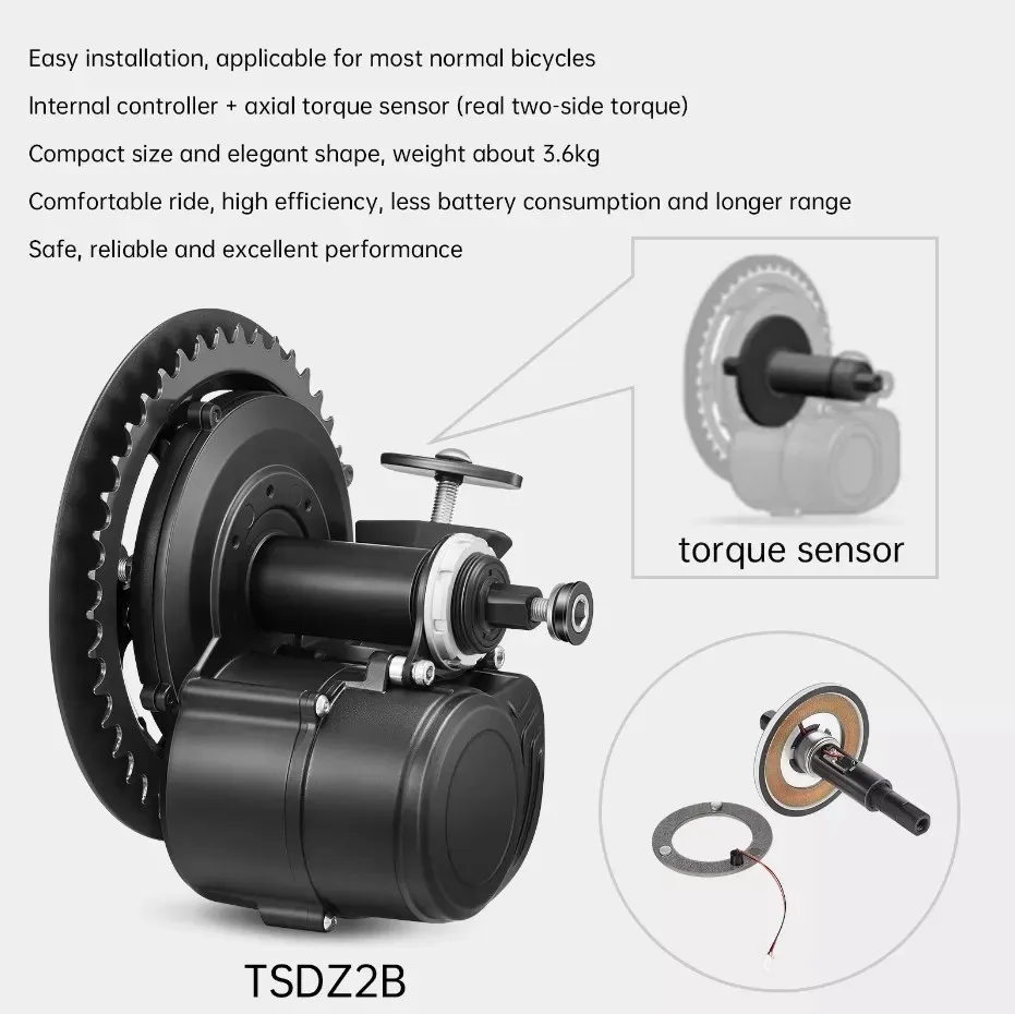 Новая версия Tongsheng TSDZ2 Ebike комплект 52 В 750 Вт Средний двигатель с датчиком крутящего момента включает Дроссельный тормоз