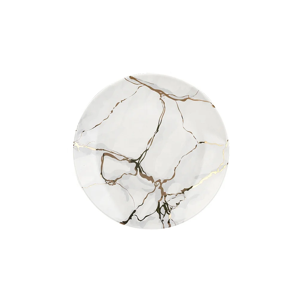Home decor Gold Printed Bone China marble dinner set Dinnerware for home