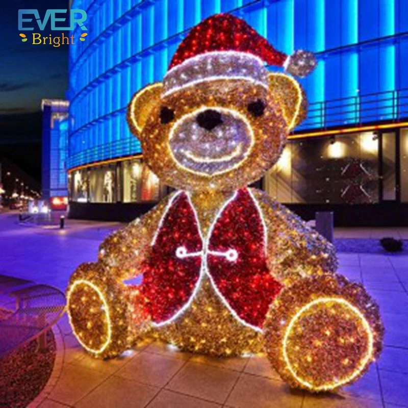 outdoor lighted polar bears christmas decorations 3D Giant motif Bear for shopping mall Holiday modeling light
