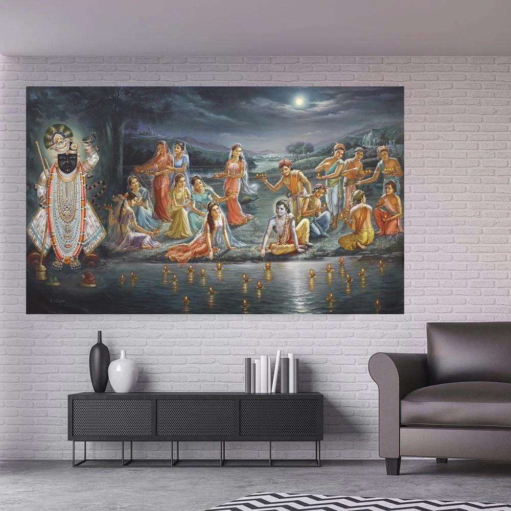HY0812 lord krishna with friends Canvas Prints Art for your Home Pictures For Living Room Wall
