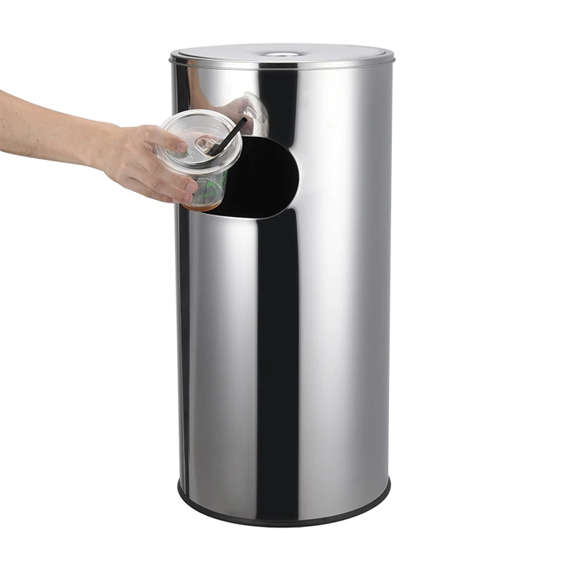 Commercial standing chrome 12L silver stainless steel ashtray trash can dustbin waste bin floor standing ashtray