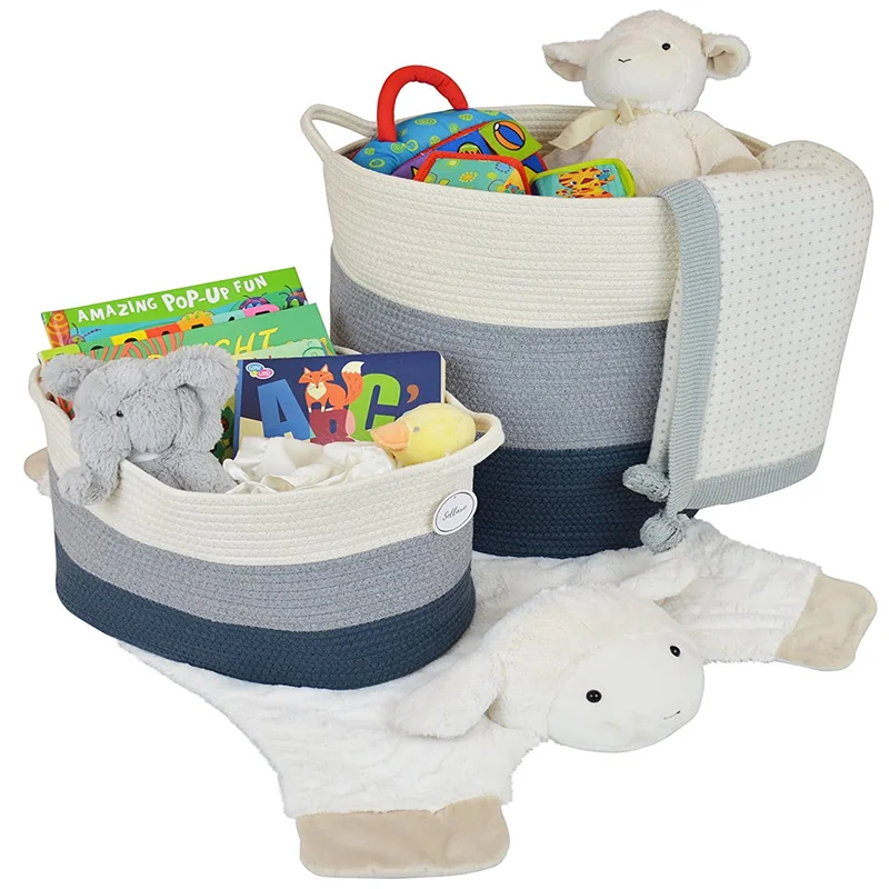 Durable Hemp Rope Woven Storage Box Baby Laundry Woven Basket Crib Bedroom Living Room Blanket Toy Storage Basket