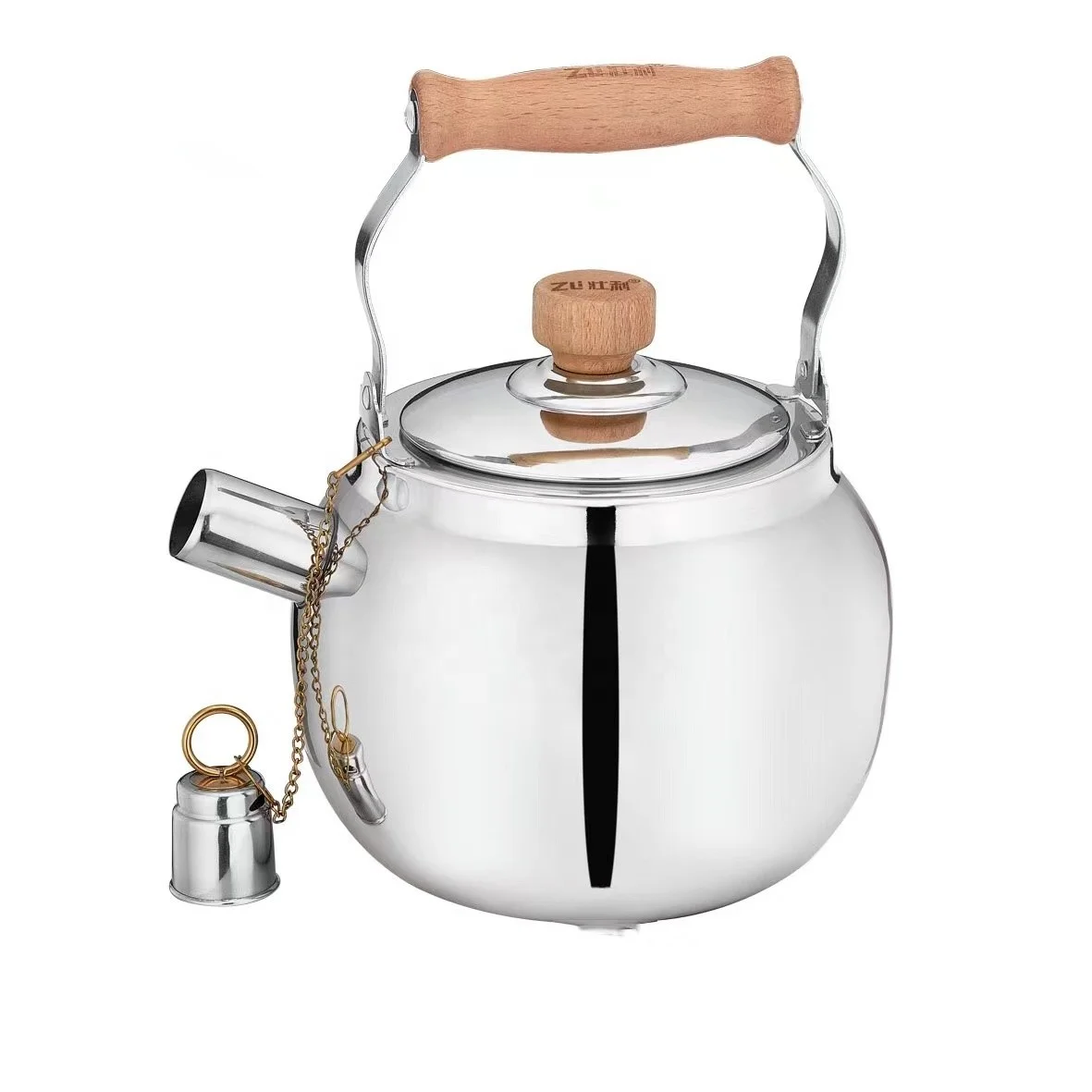 customization Stainless Steel Water Tea Coffee Pot with Infuser Strainer Teapot round shape 304 stainless steel tea kettle