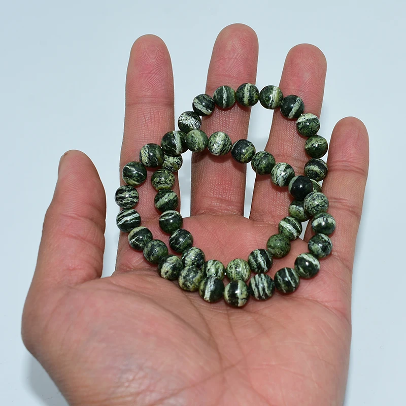 Vintage Style Green Zebra Jasper Beaded Bracelet 6/8/10mm Sizes Wedding Engagement Buddhism Party Fashion Jewelry Gift