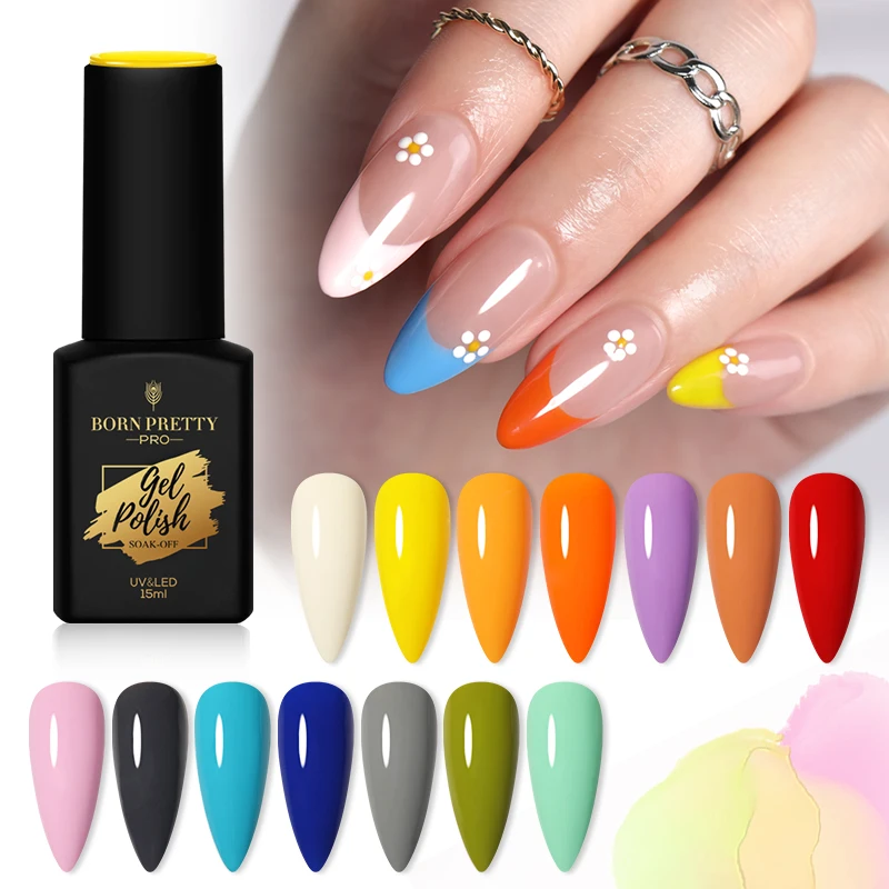 BORN PRETT Private Label 15ml Soak Off Organic Nail Gel Polish Collection 60 Colors Semi Permanent Uv Gel Nails