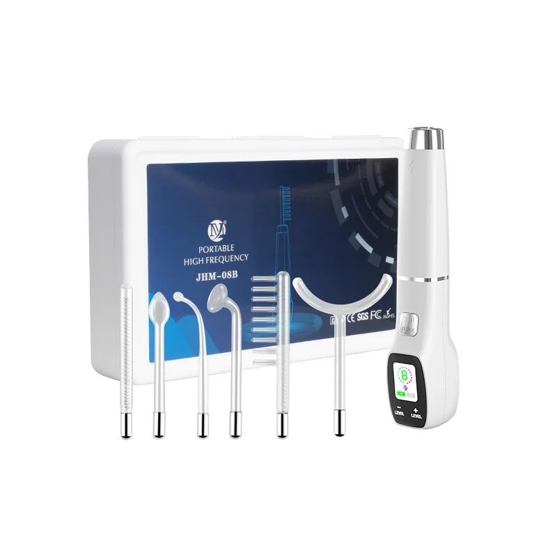 Portable Skin Rejuvenation High Frequency Facial Wand With LCD Screen 6 in 1 probes