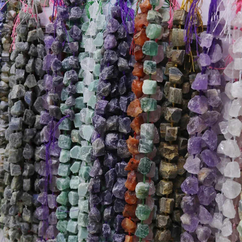 Raw Rock Mineral Stone Beads DIY Jewelry Reiki Healing Colorful Natural Citrines Amethysts Garnets Crystal Quartz Beads