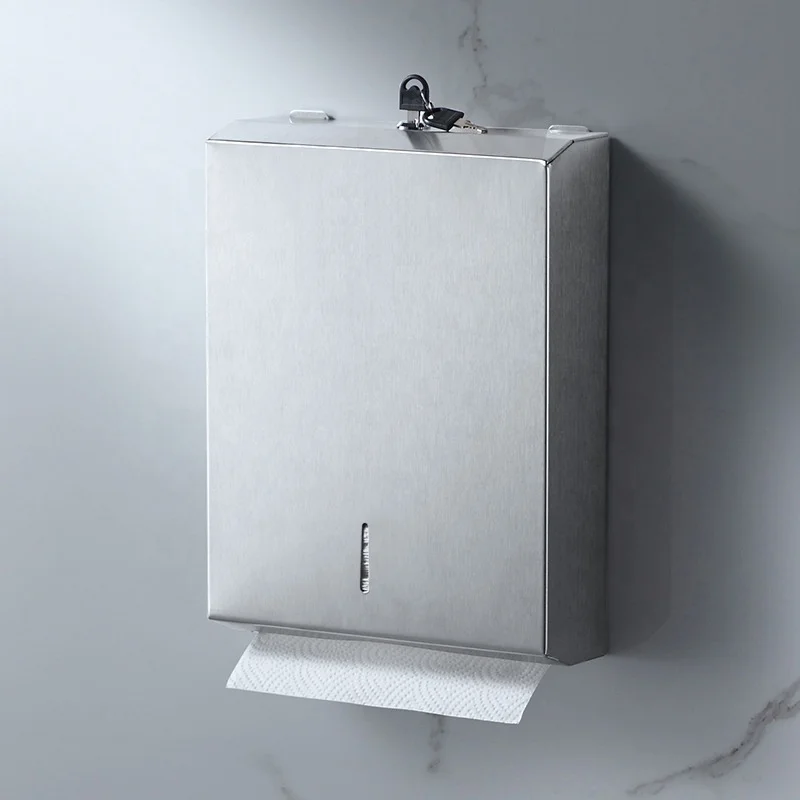 Настенный диспенсер для бумажных полотенец из нержавеющей стали с Z-образной складной бумагой 37 см