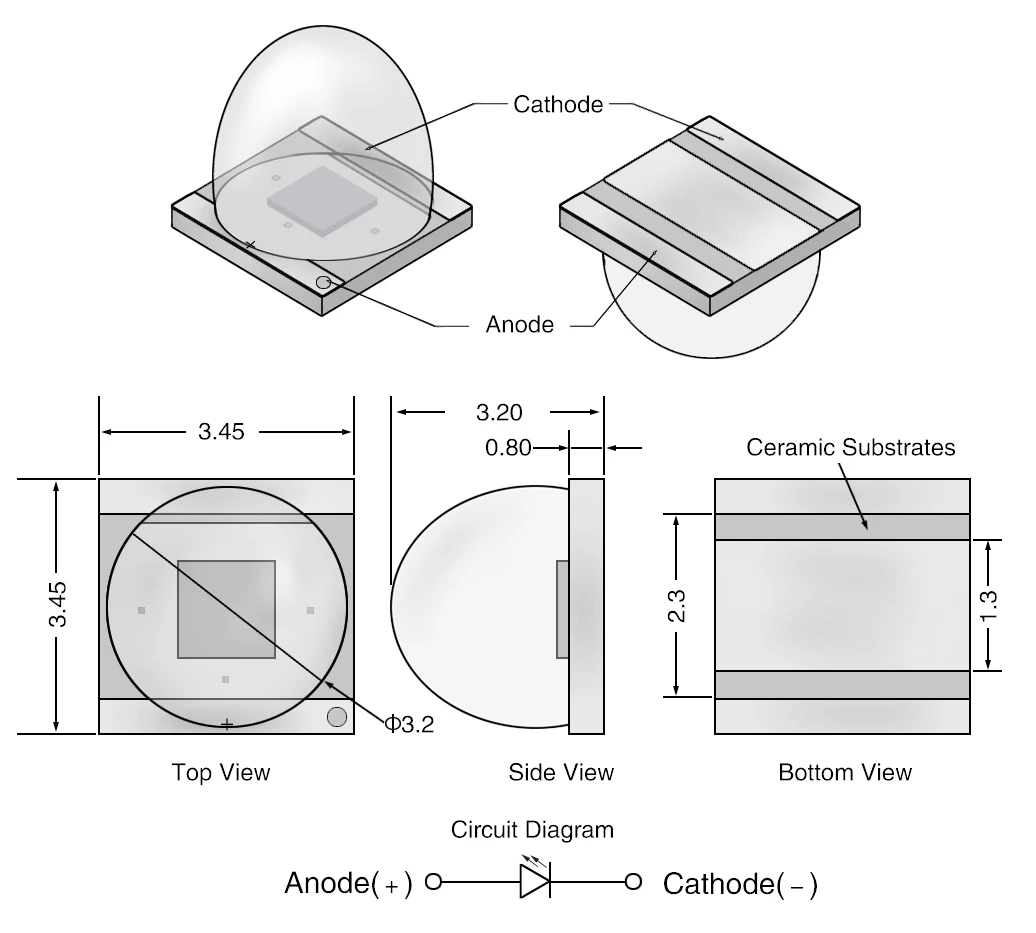 3W 3535 IR 700 740 850 940 1050 1500nm (700-1500nm)60 degrees LED for CCB cameras