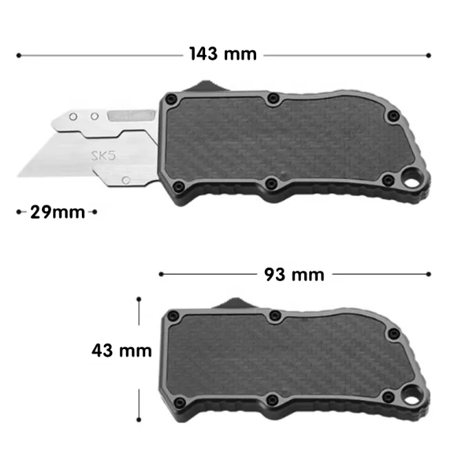 Cisivis Hot Sale Aluminum Alloy Shell Double Action Auto blade Box Cutter Razor Knife OTF Pocket Knife