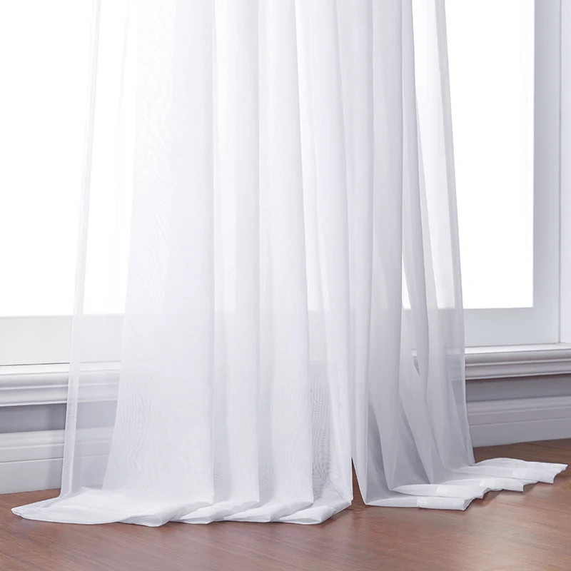 hot sales solid white tulle sheer window curtains for living room of modern bedroom tulle voile organza fabric