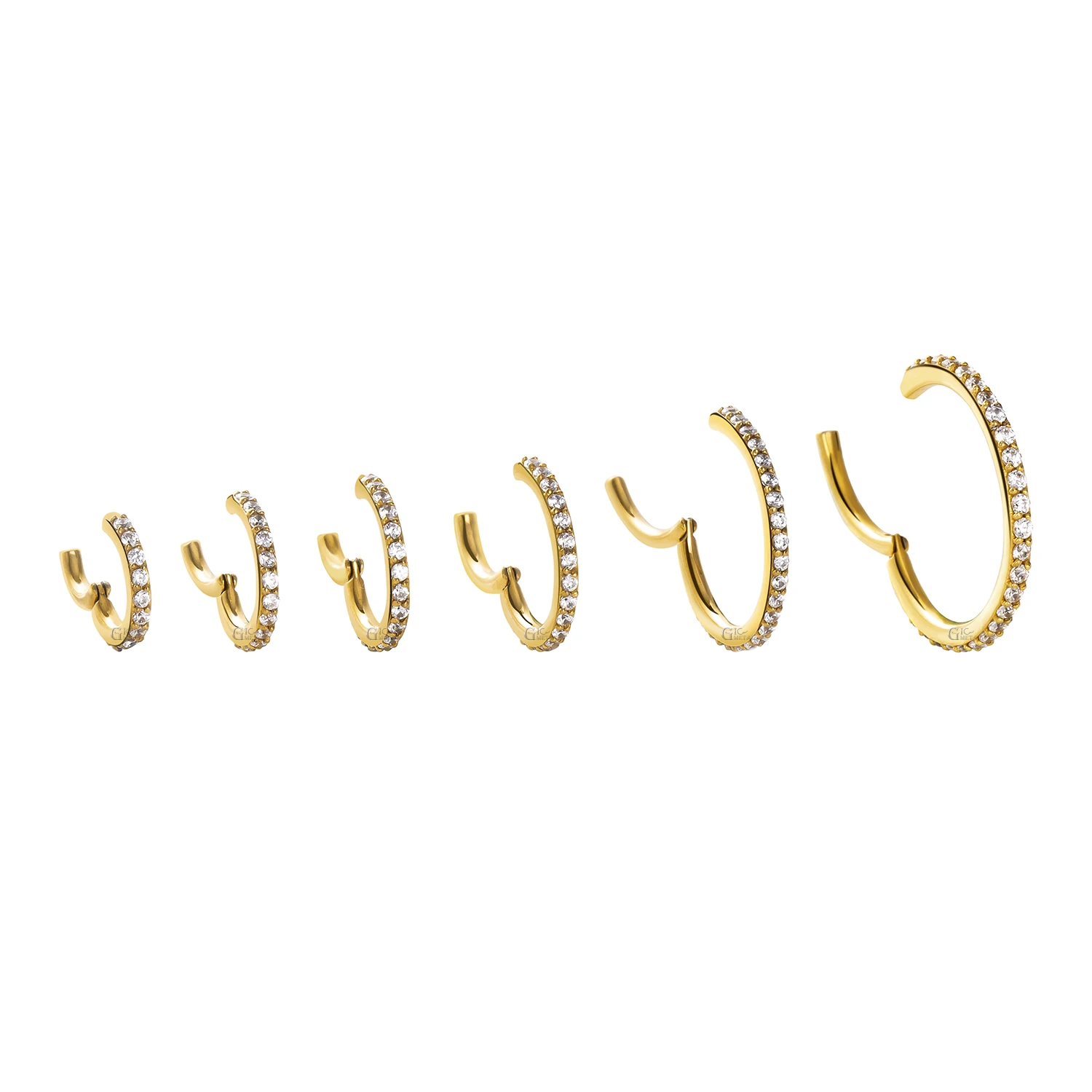 Giometal ASTM F136 Titanium Side Gems Clicker Septum Segment Ring Basic nose jewelry conch piercing Body Jewelry wholesale