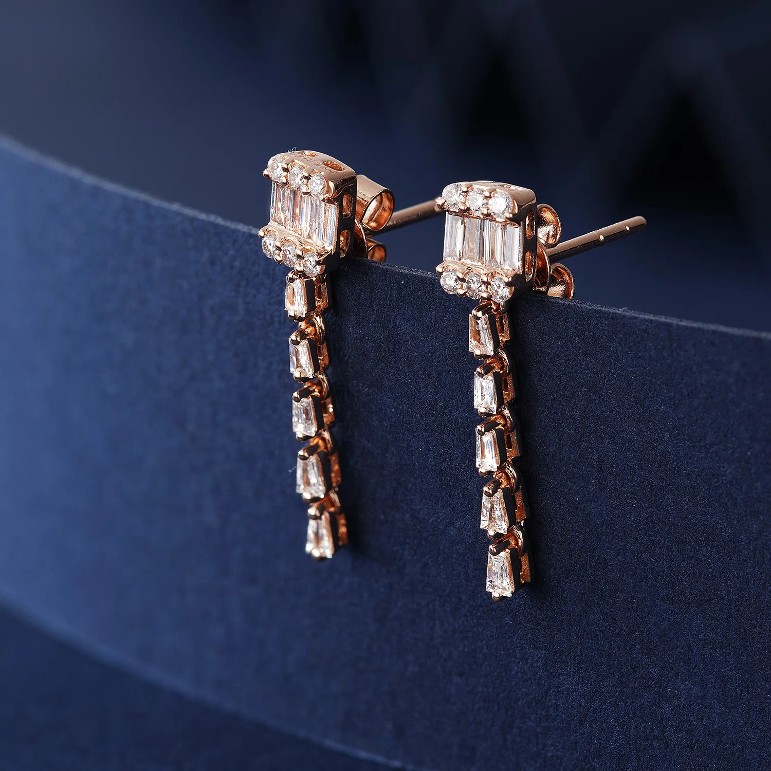 H&F Baguette Cut Herkimer Diamond Earrings Drop vvs .38ctw AU750 585 375 Diamond Girl Gift Jewelry Lucky Diy Earring