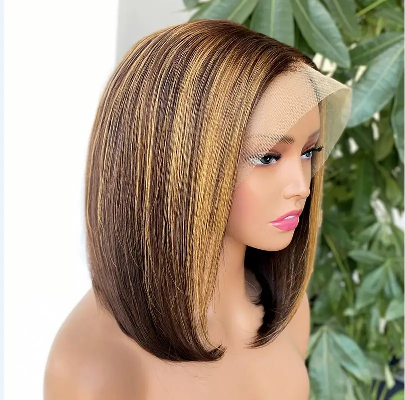 Front Wigs Blonde Bob Wigs 1 Piece Brazilian Hair Transparent Swiss Lace Raw Peruvian Ready to Ship Hd Beauty Products Lace Long