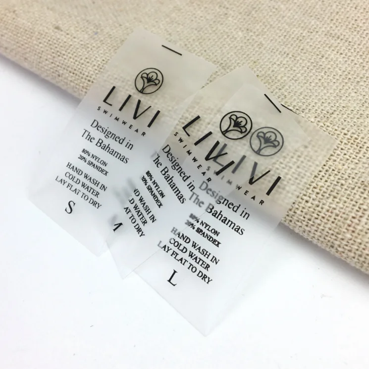 Washable TPU Heat Transfer Label Custom Printed LOGO Plastic Silicone TPU Label For Swimwear And Garment