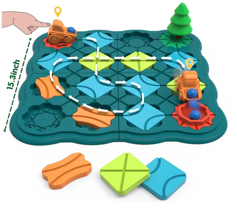 Educational Montessori kids toy STEM board game logic road builder brain teasers puzzle