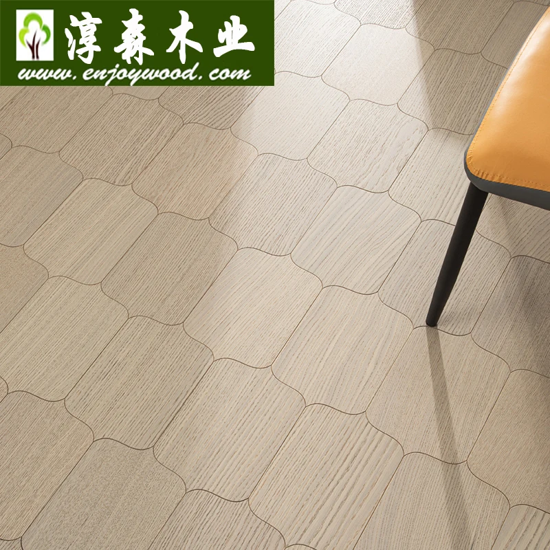 Art Parquet Design Oak Wood Flooring  Curved Leaf Lotus Round Hexagon Woven Design Parquet Wood Flooring
