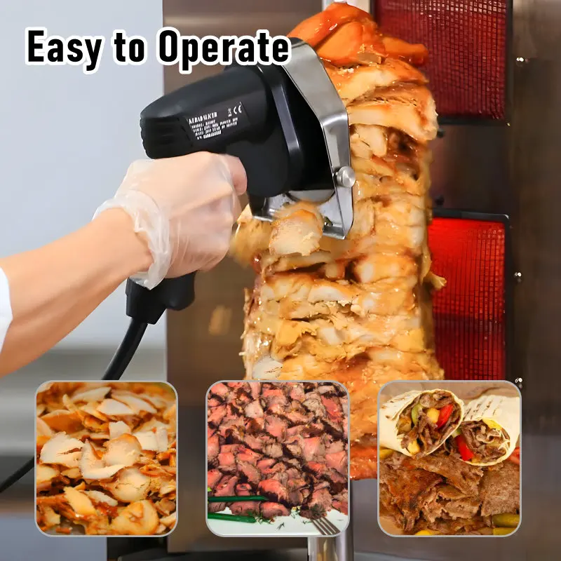 ASAKI Hot sale Commercial electric meat slicer kebab knife shawarma doner cutter cordless kebab slicer