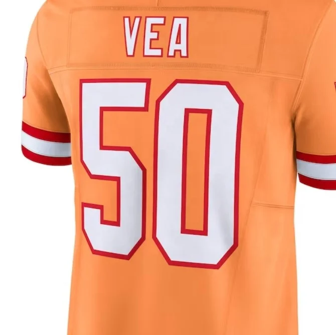 Ready to Ship Tampa Bay Vita Vea Orange Throwback Best Quality Stitched American Football Jersey