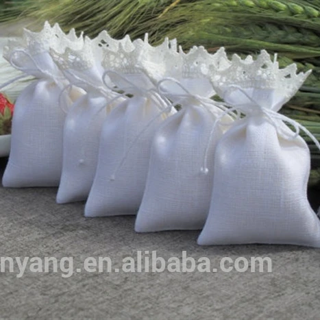 Satin Lace White Linen Burlap WEDDING FAVOUR Pouch Jewelry Candy Bags