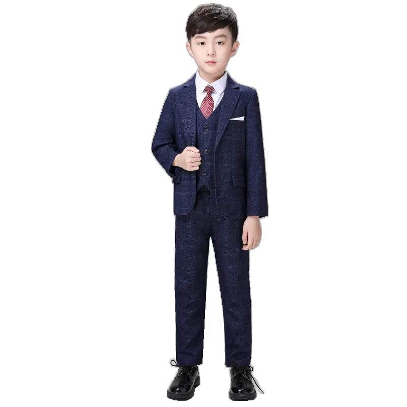 2024 New Kids Wedding Small Suit Boys Suit Jacket Photography Performance Handsome Dresses of Bride Fellow Kids Suit Wholesale