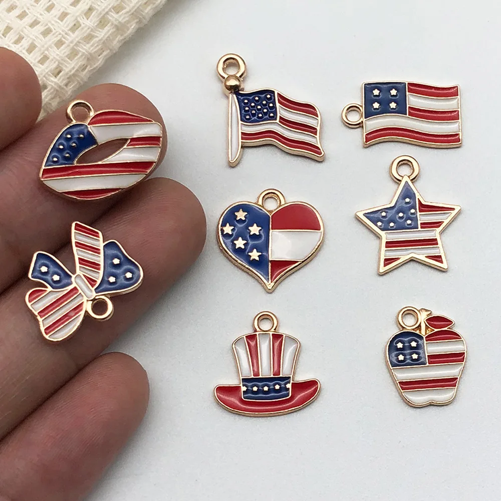 День независимости флаг США кулон «DIY» серьги пентаграмма крест сплав масло капля из нержавеющей стали Камень Кристалл Ювелирные изделия основной