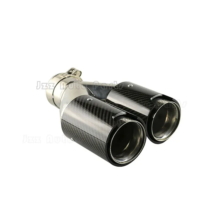 Universal Exhaust Muffler End Tailpipe Stainless Steel 2.5 to 3.5 inch Carbon Fiber Cover Dual Exits Cutout Exhaust Tip for Car
