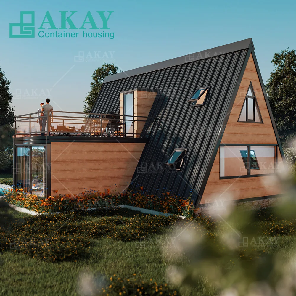 Prefab Homes Modular Prefabricated House A-Frame houses Triangular Luxury Villas Fast Install Container House with Terrace