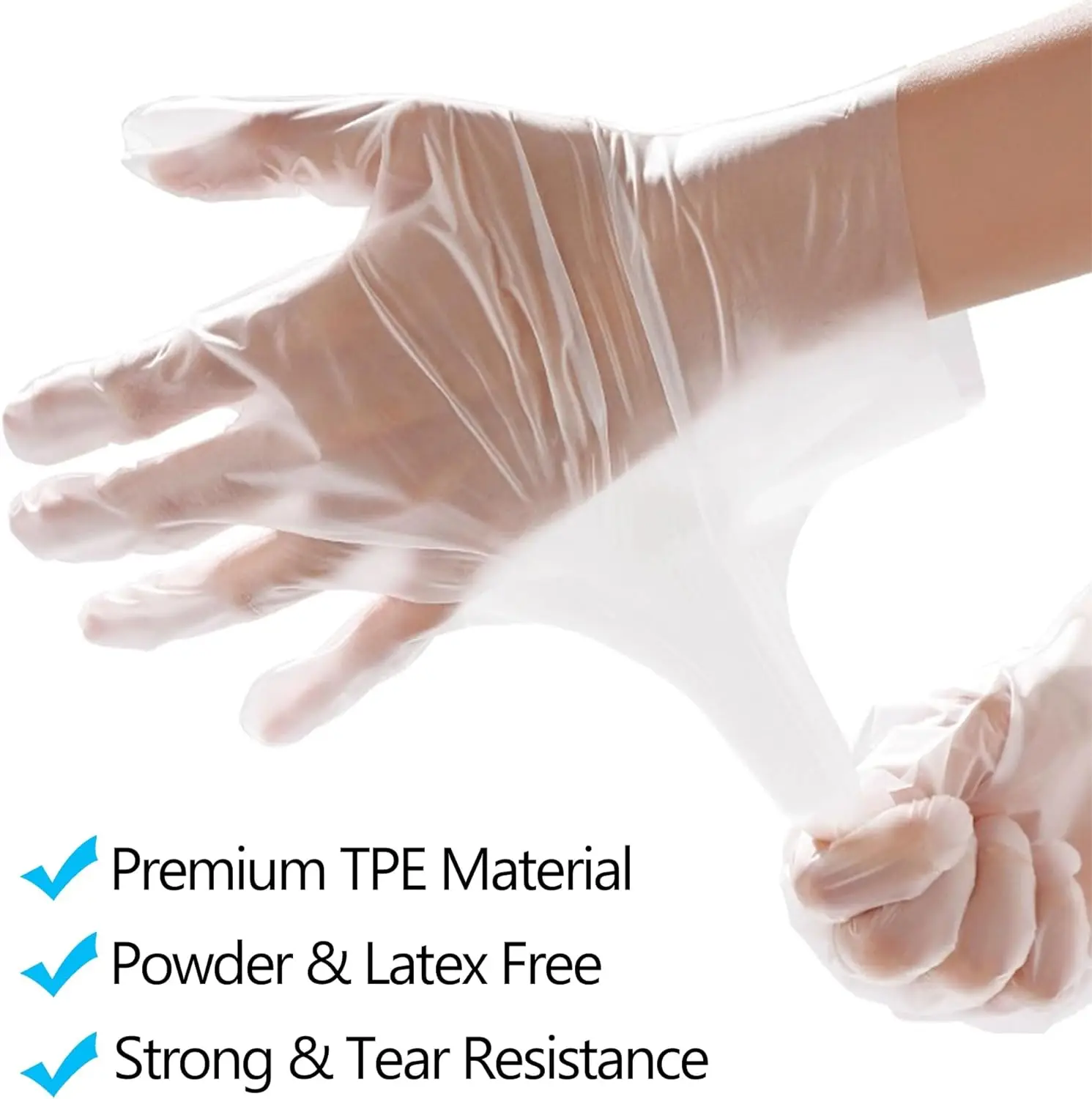 High quality 100pcs/pack disposable plastic clear TPE gloves for export South Korea