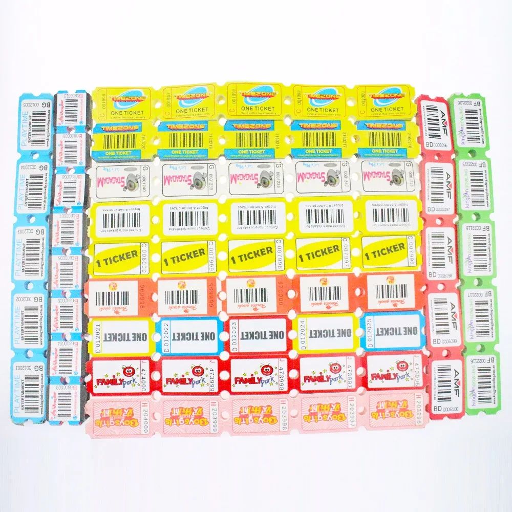 Hot Sales Customized Amusement Redemption Lottery Ticket Arcade Redemption Tickets Roll Paper Prizes