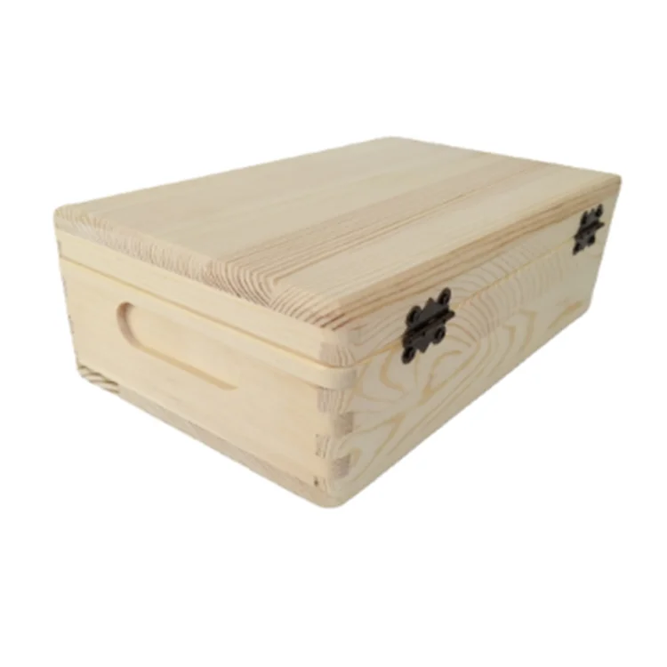 Made in China Large Wooden Box with Hinged Lid for Crafts