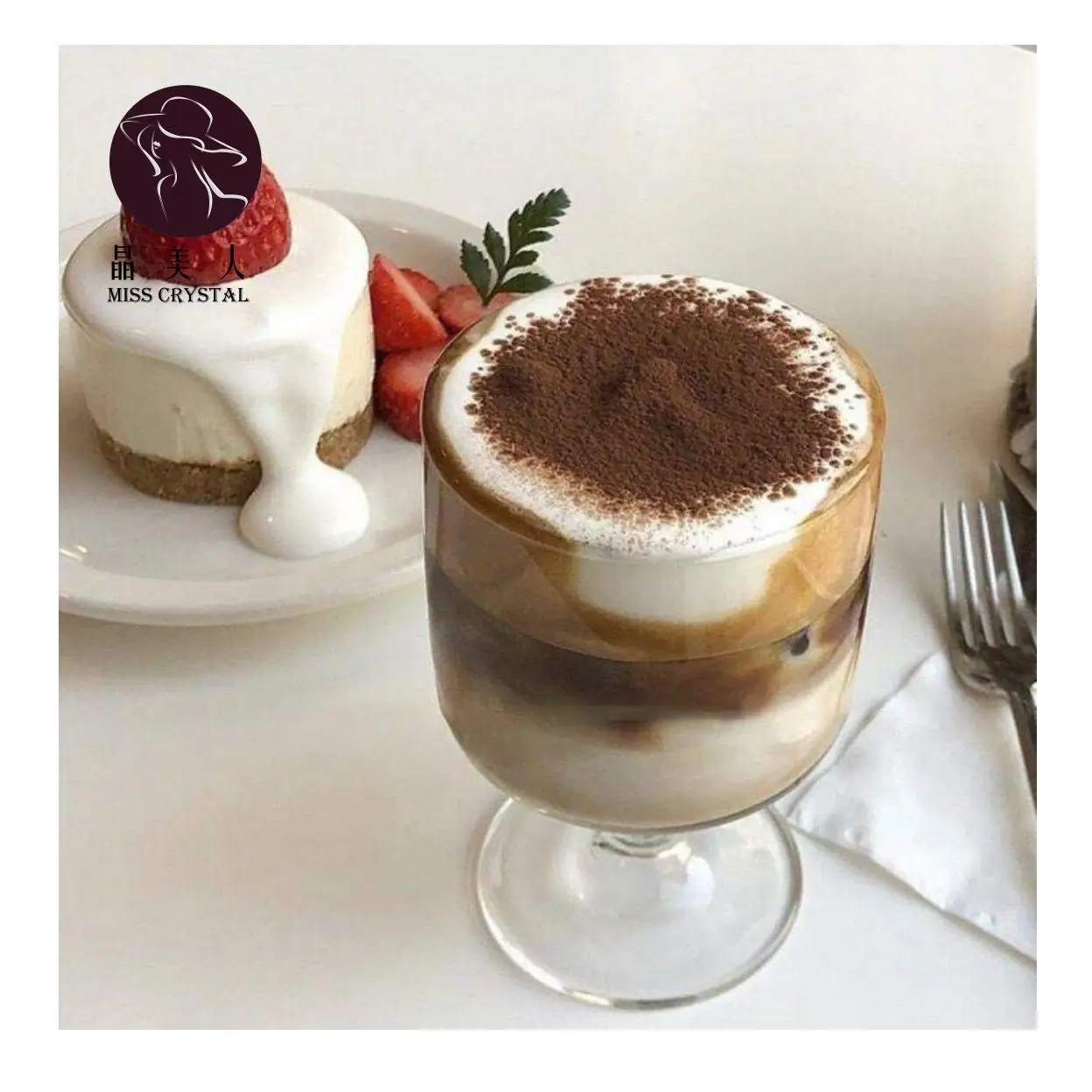 Korean Style Large Transparent Goblet Round Shape Solid Color Heat-resistant Glass for Household Cup