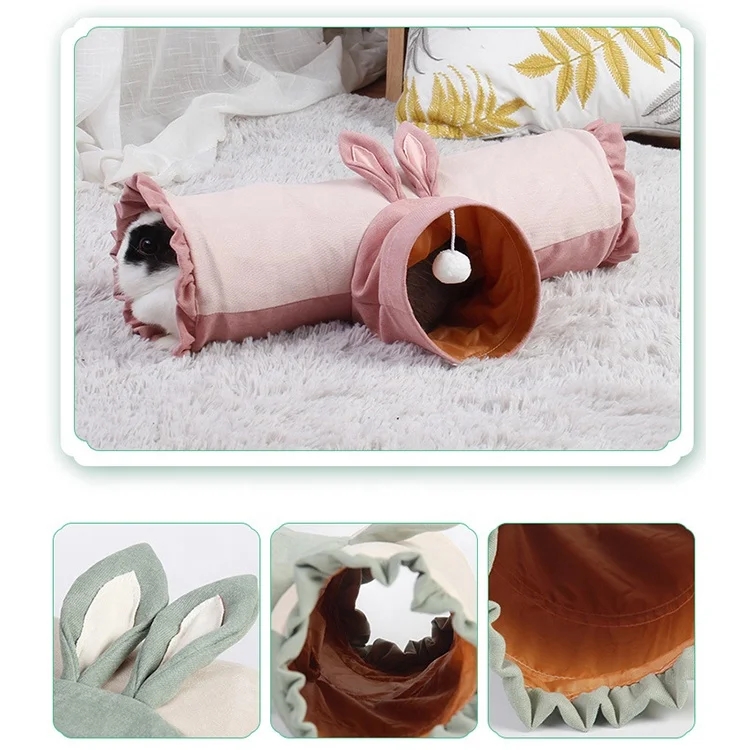 GeerDuo 3 Way Foldable Plush Collapsible Rabbits Hedgehog Rat Chinchillas Guinea Pig Pet Tunnel Toy Cage