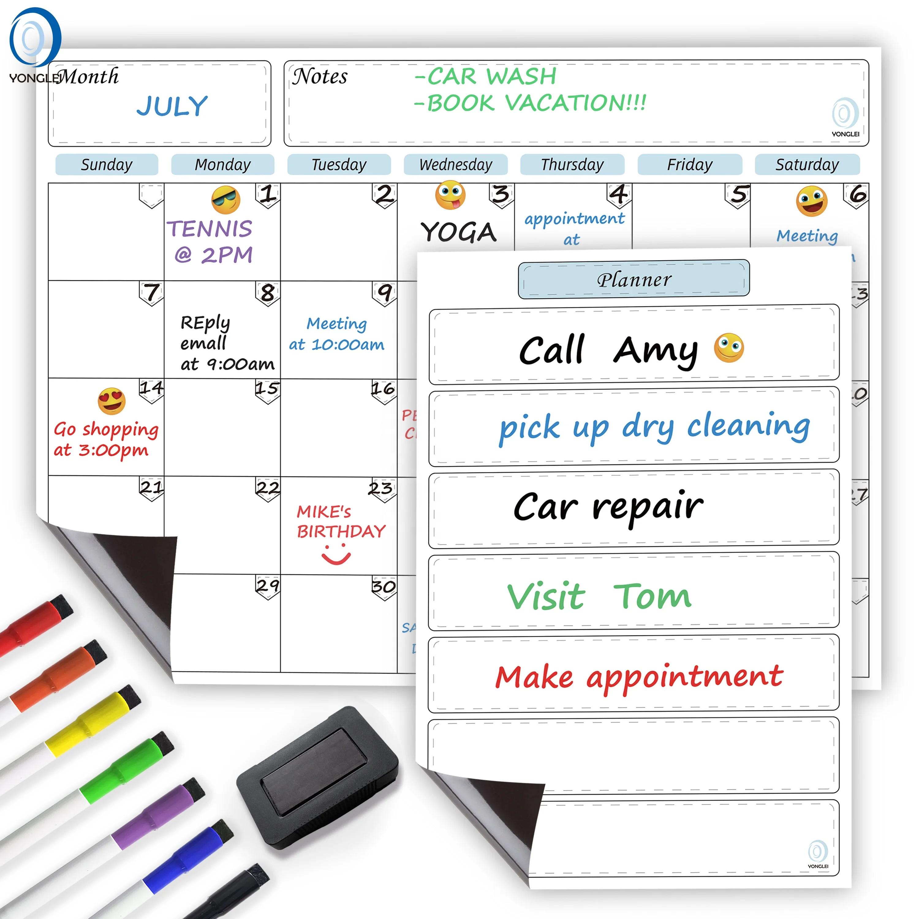10.0P-1 Dry erase family planner calendar magnetic paper calendar