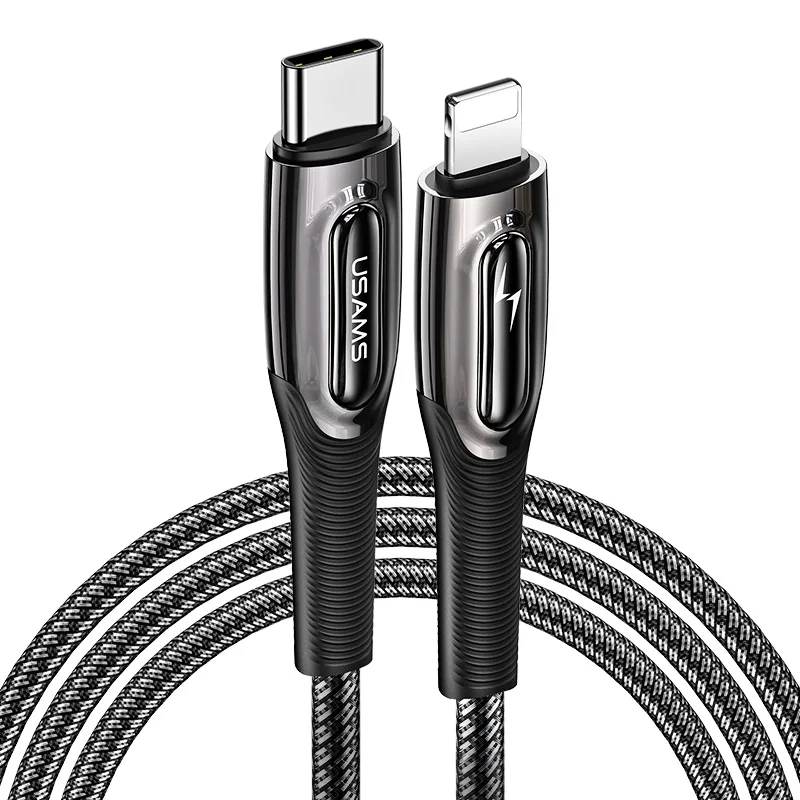 
USAMS New Arrival SJ496 Zinc Alloy durable PD 20w charger cable TYPE C to L 1.2m charging data cables for Apple 12 