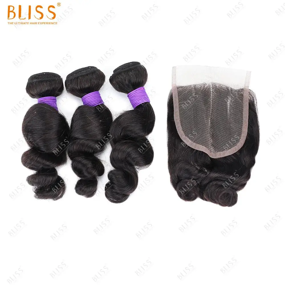 Bliss Esteem Wholesale 100% Brazilian Hair Loose Wave Spring Wave Packet Human Hair Bundles With Closure