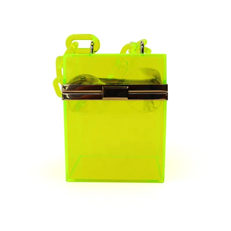 
Fashion Handbag Clear transparent PVC Acrylic Cube Box Purse cross body Handbags Women 
