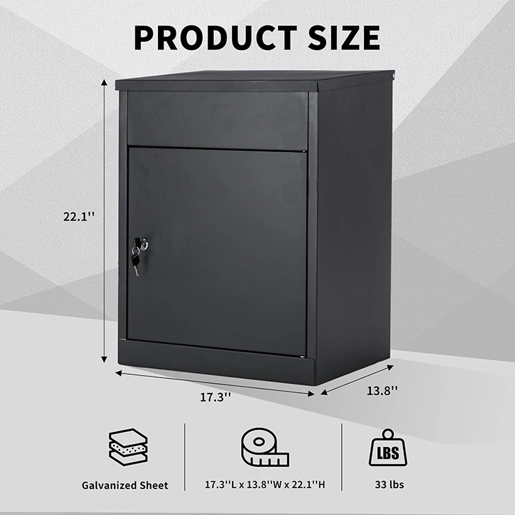 JH-Mech Modern Mailbox Durable High-Quality Construction Mounting Hardware Security Large Drop Box Package