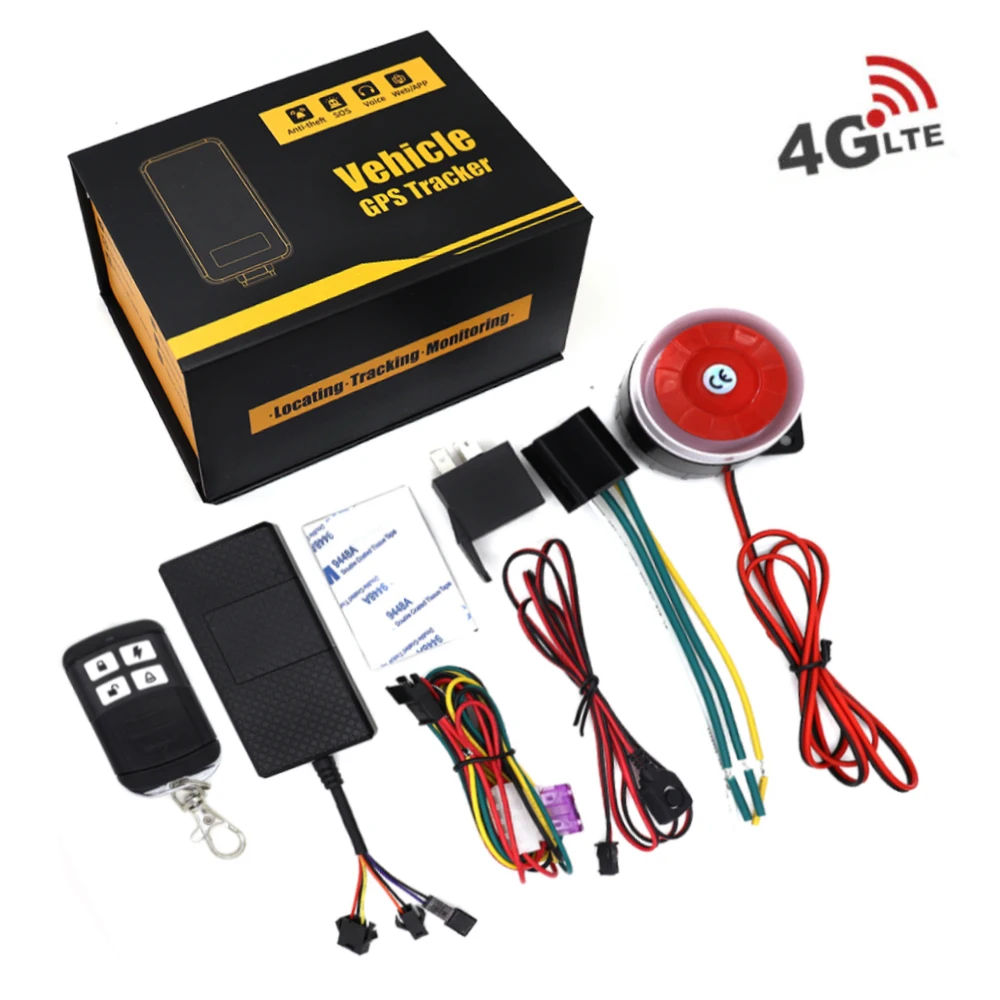 4G GPS tracker anti theft device 9-90V vehicle horn siren alarm with Remote Controller Tracker Motorcycle Horn Alarm Speaker