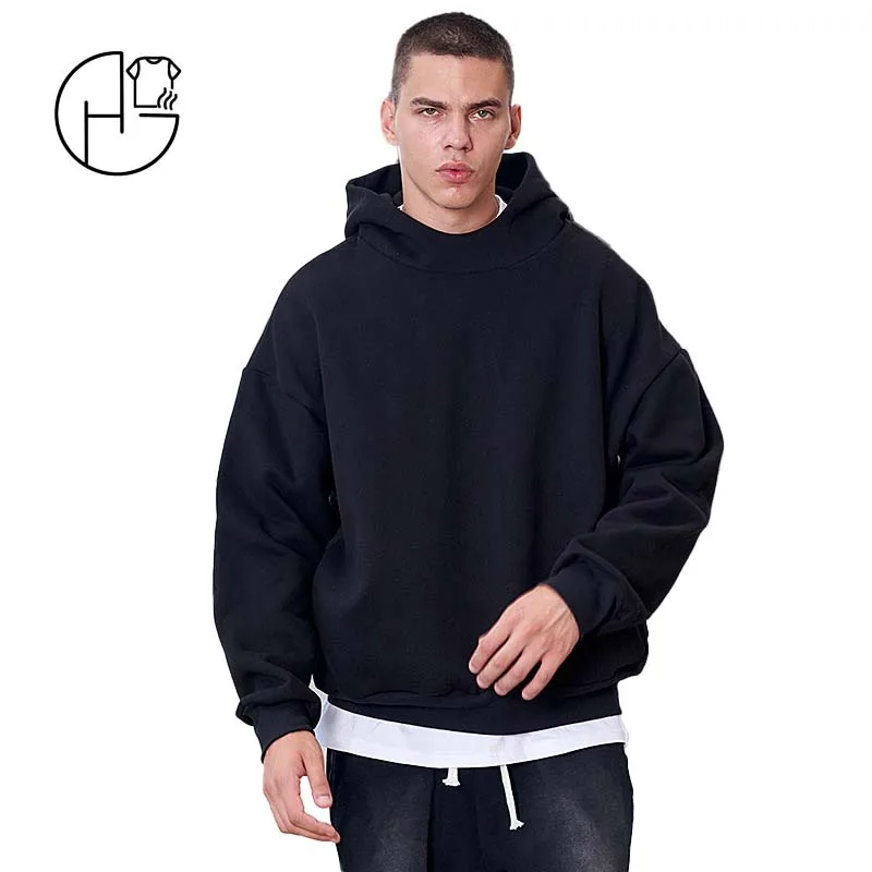 YWGH weighted hoodies blank oversized printed high quality full zip up 500 gsm hoodie oversized men
