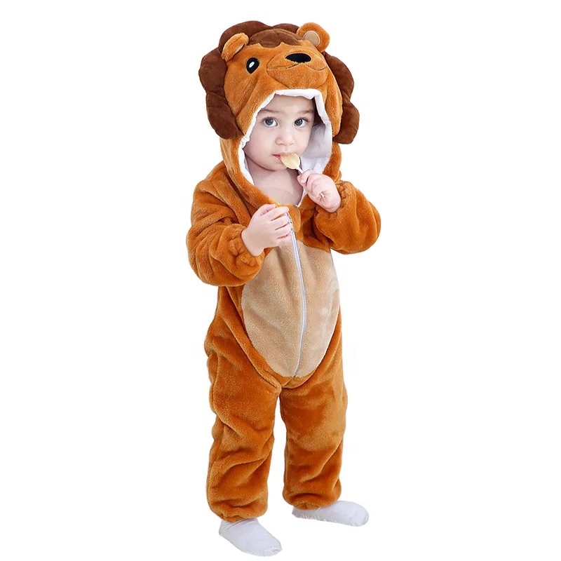 Popular Winter Newborn Baby Boys Rompers Cosplay Animal Dinosaur Cartoon Lion Tiger Unicorn Baby Girls Romper Costumes