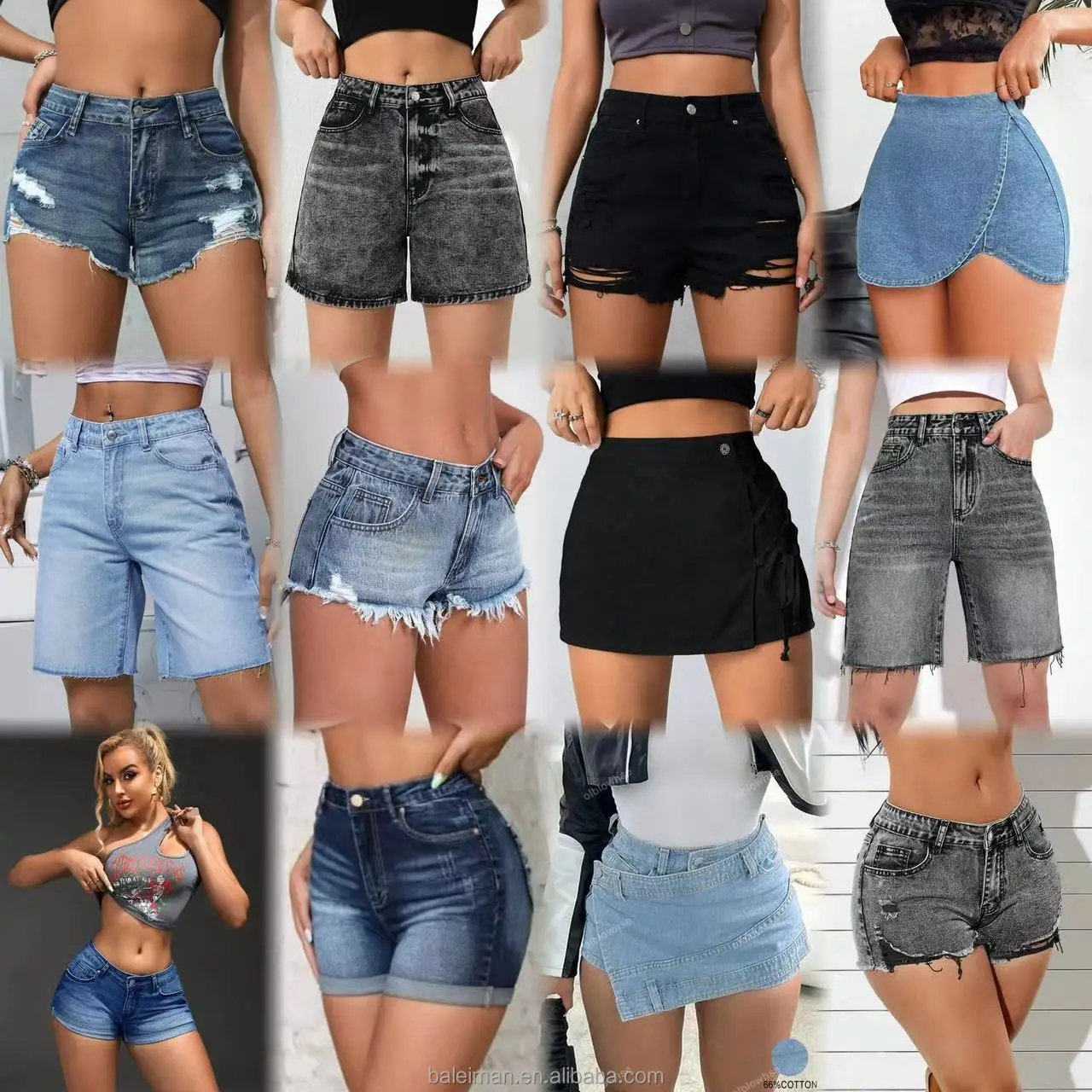 2Dollar Model FYK062 Ladies Casual Summer Shorts Mid Waist Stretchy Denim Jean Women Sexy Style Button Decoration Sizes M-2XL